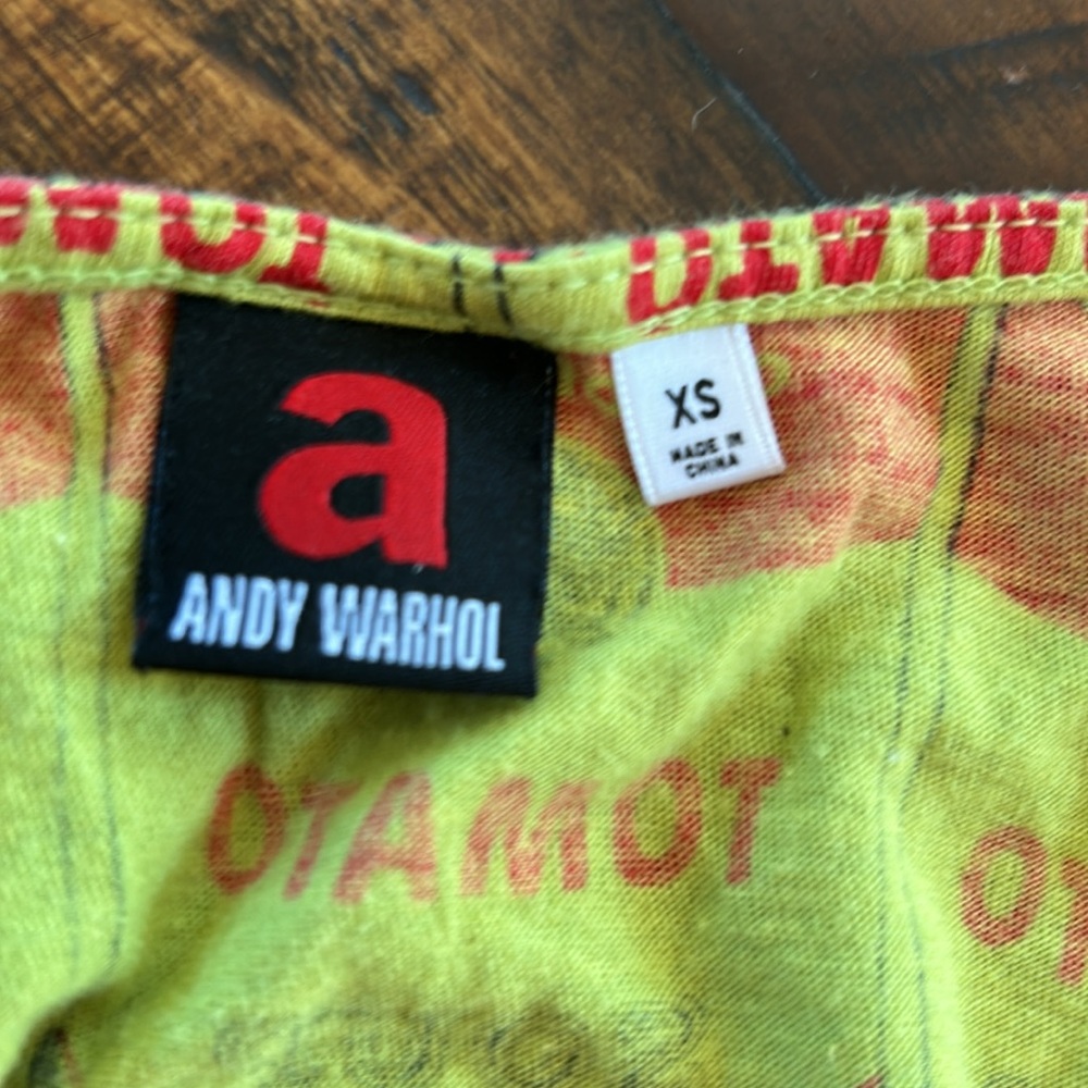 Uniqlo Andy Warhol Green Red Campbell’s tomato soup Sleeveless tunic Top, XS - Picture 4 of 4